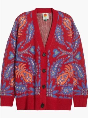 FARM Rio Luang Paisley Cardigan Wool Blend NWT Size XL